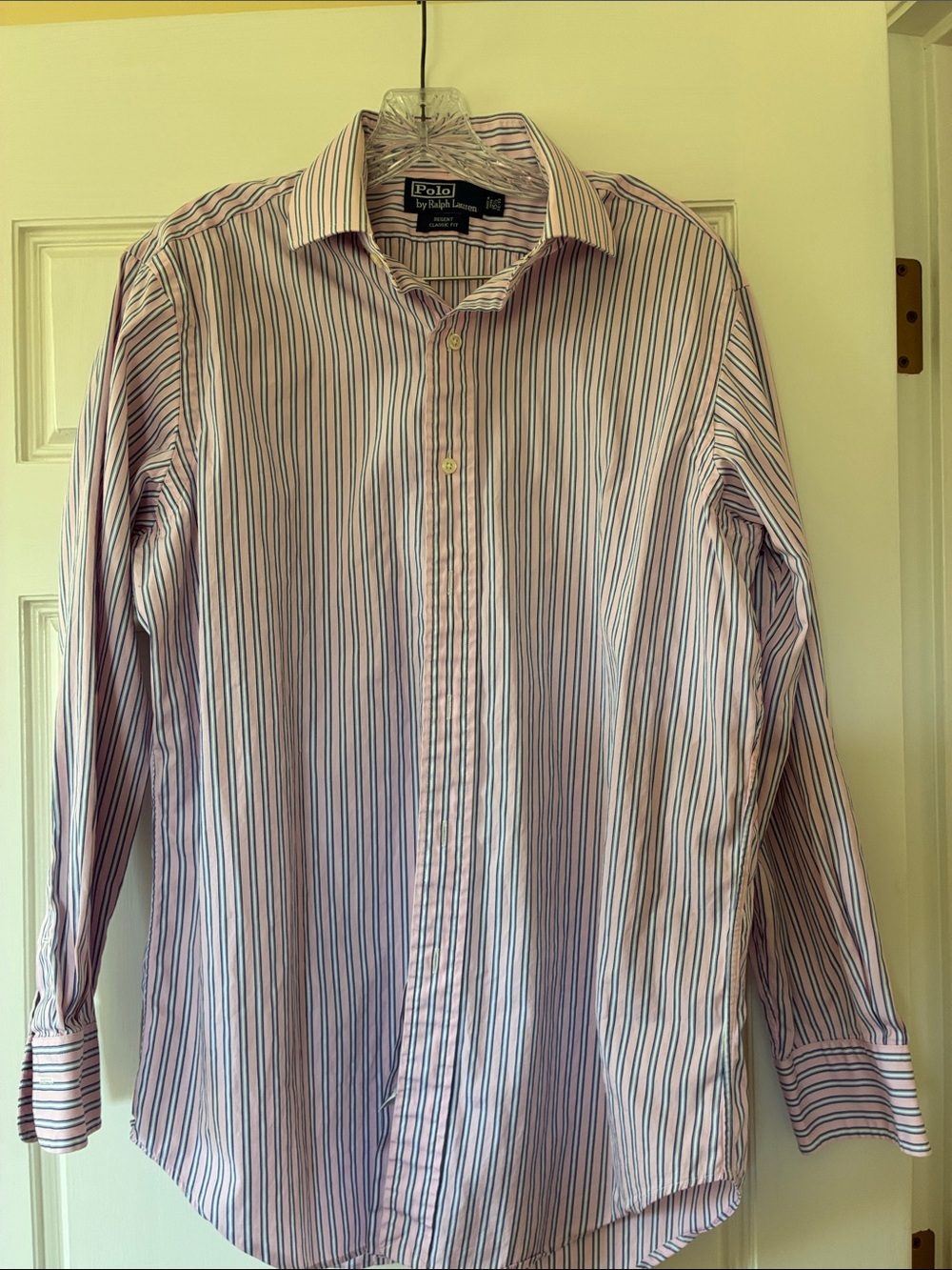 Polo by Ralph Lauren Pink with Blue Stripe Men’s Dress Shirt